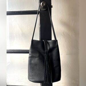 Street Level Black Vegan Leather Melody Tassle Tote